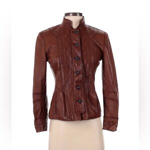 ELIE TAHARI size S super soft cognac brown leather fitted jacket